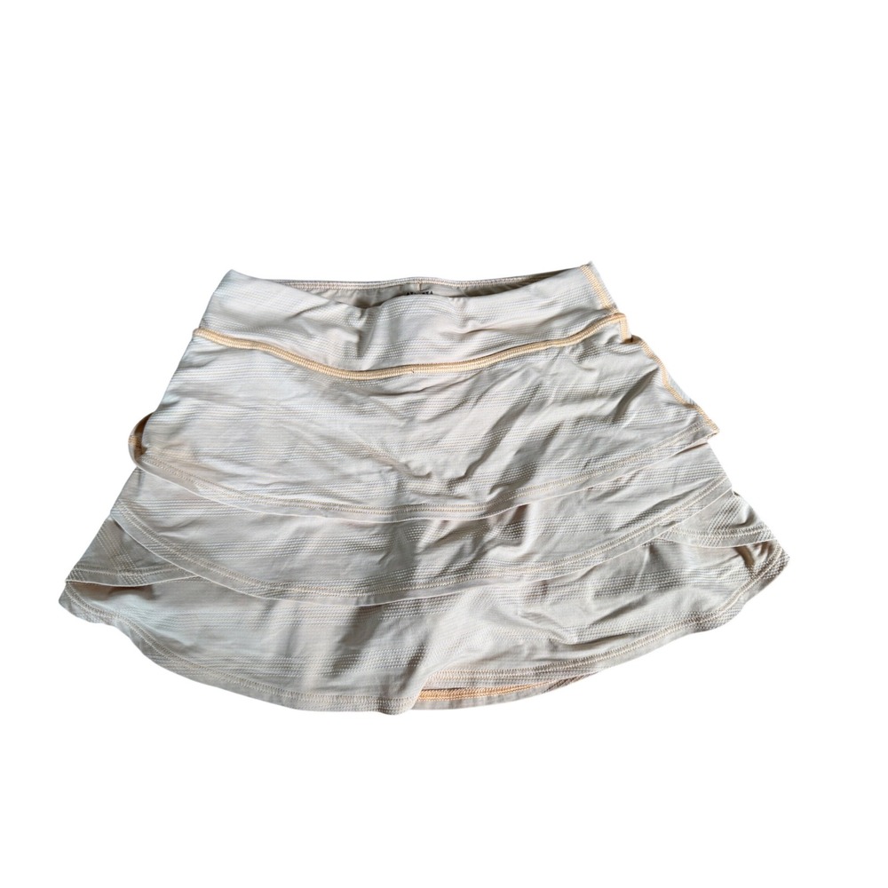 Athleta Girl Striped Tiered Ruffle Skort Peach White Size S 7 Tennis Golf Skirt